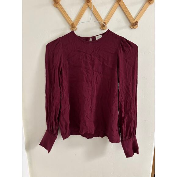 Aritzia Tops - Aritzia Top Women's 2XS Burgundy Wilfred Clarissa Blouse Long Sleeve